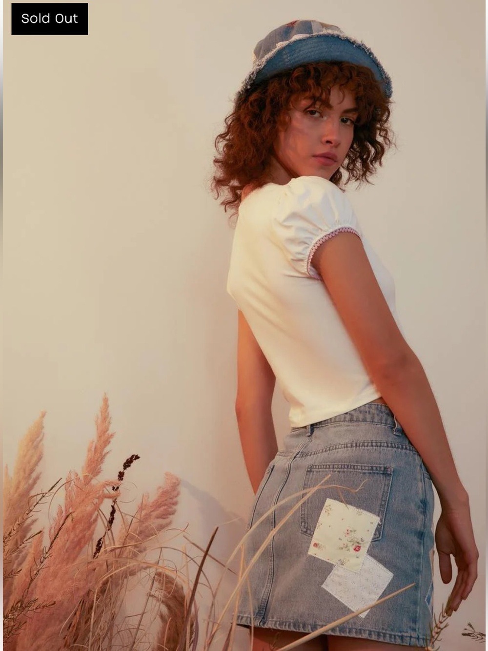 Dolls Kill x Holly Hobbie Dose Of Happy Patchwork Denim Skirt Jean Size XS - Picture 2 of 13